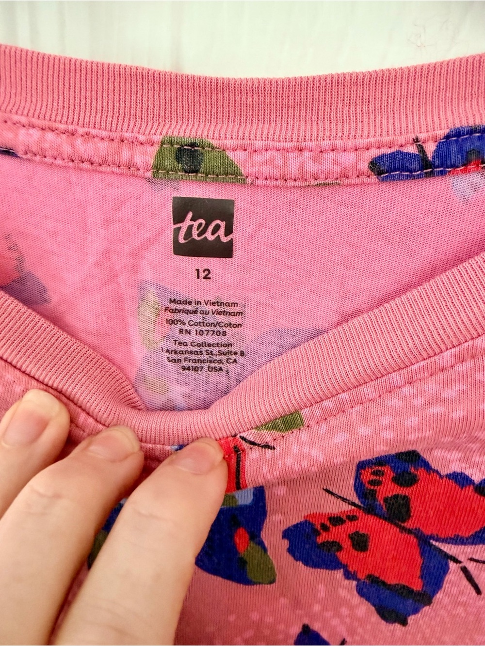 Tea Collection Pink Butterfly Ruffle Sleeve Top - Picture 2 of 3